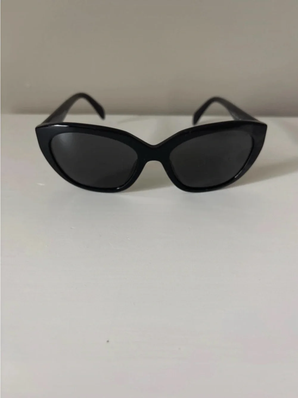 Prada Black Cat-Eye Sunglasses with Navy Pouch